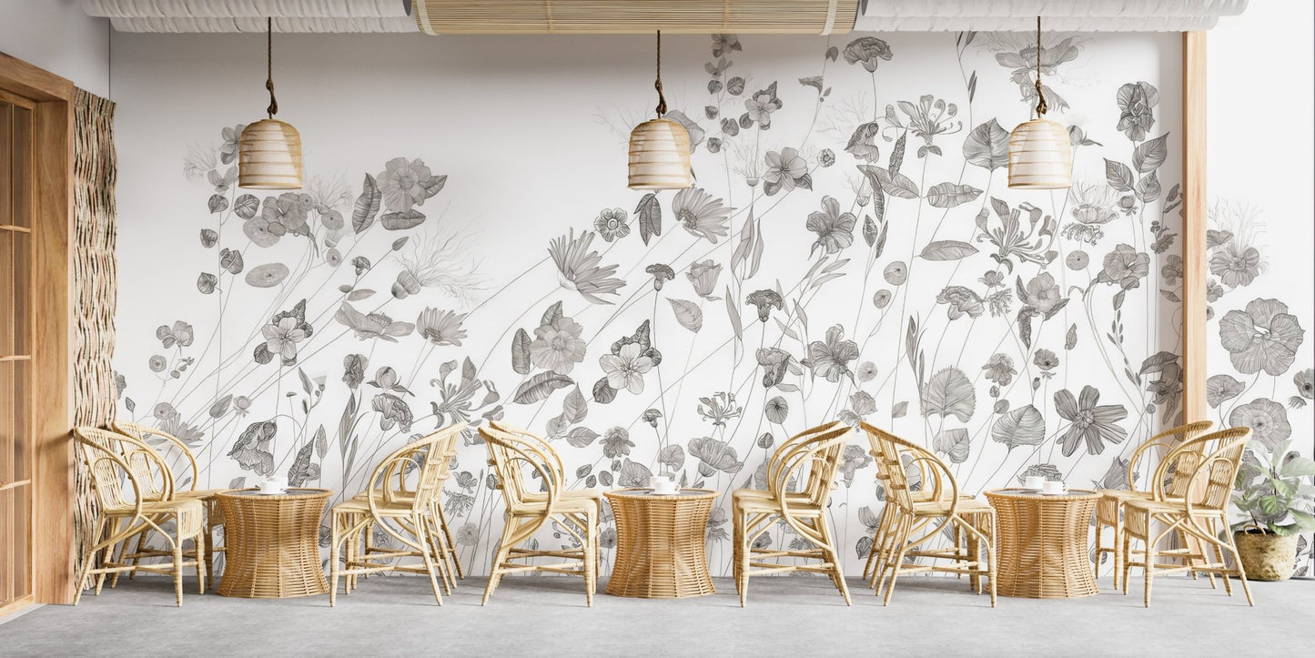 Delicate Wildflower Wallpaper Mural - Wallanza
