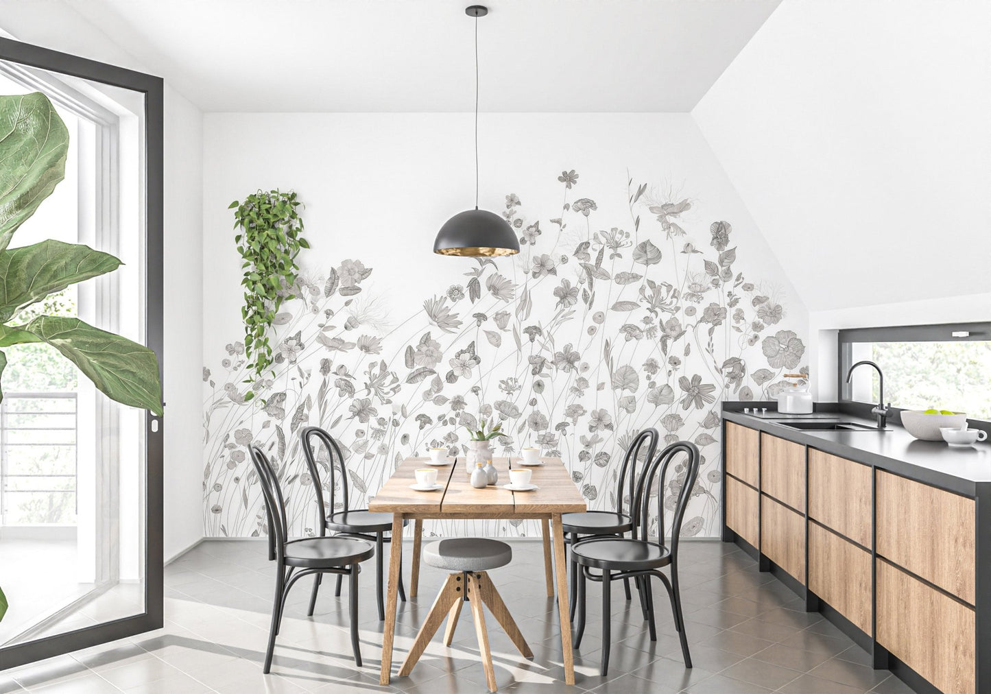 Delicate Wildflower Wallpaper Mural - Wallanza