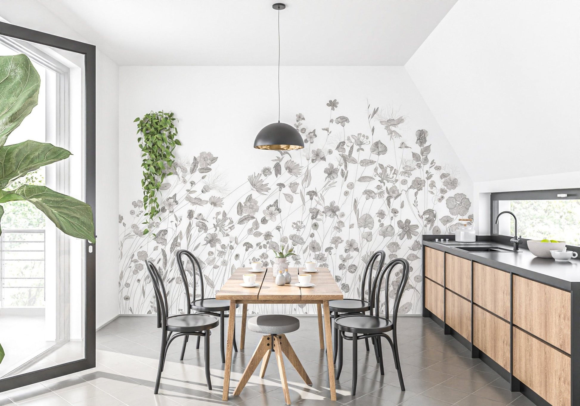 Delicate Wildflower Wallpaper Mural - Wallanza