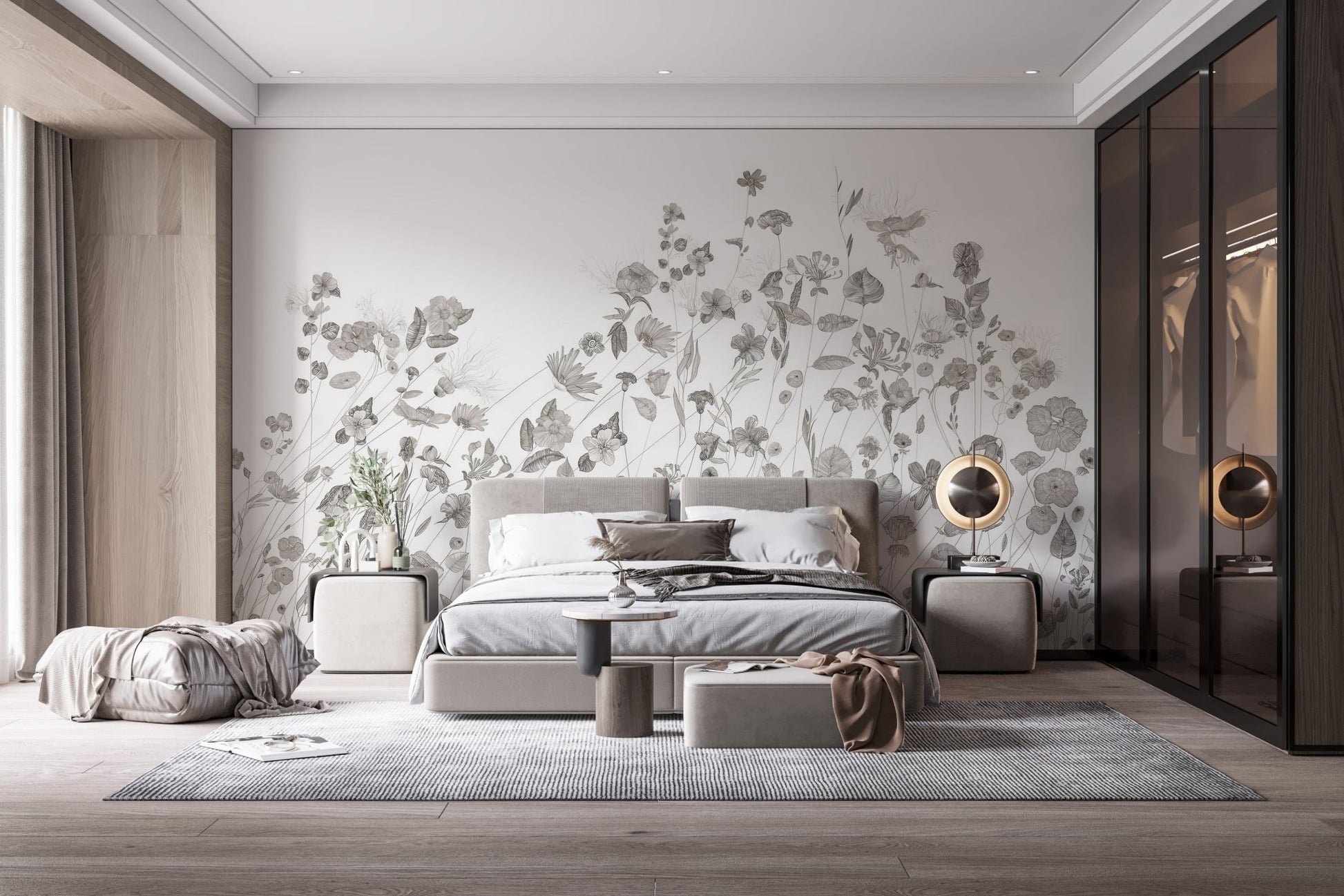 Delicate Wildflower Wallpaper Mural - Wallanza