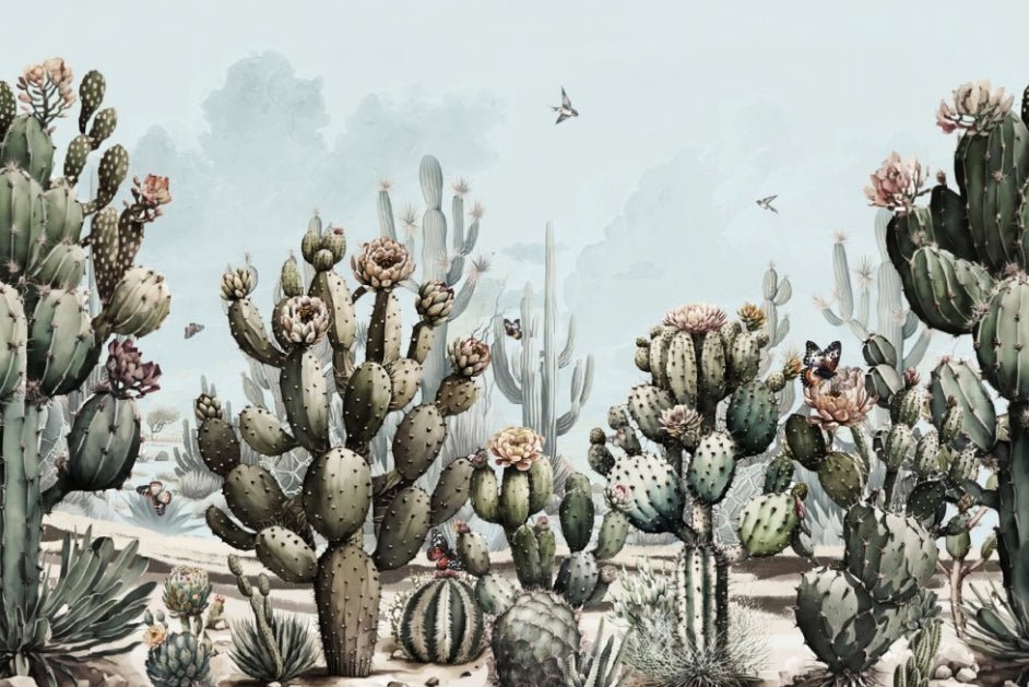Desert Cactus Garden Wall Mural - Wallanza