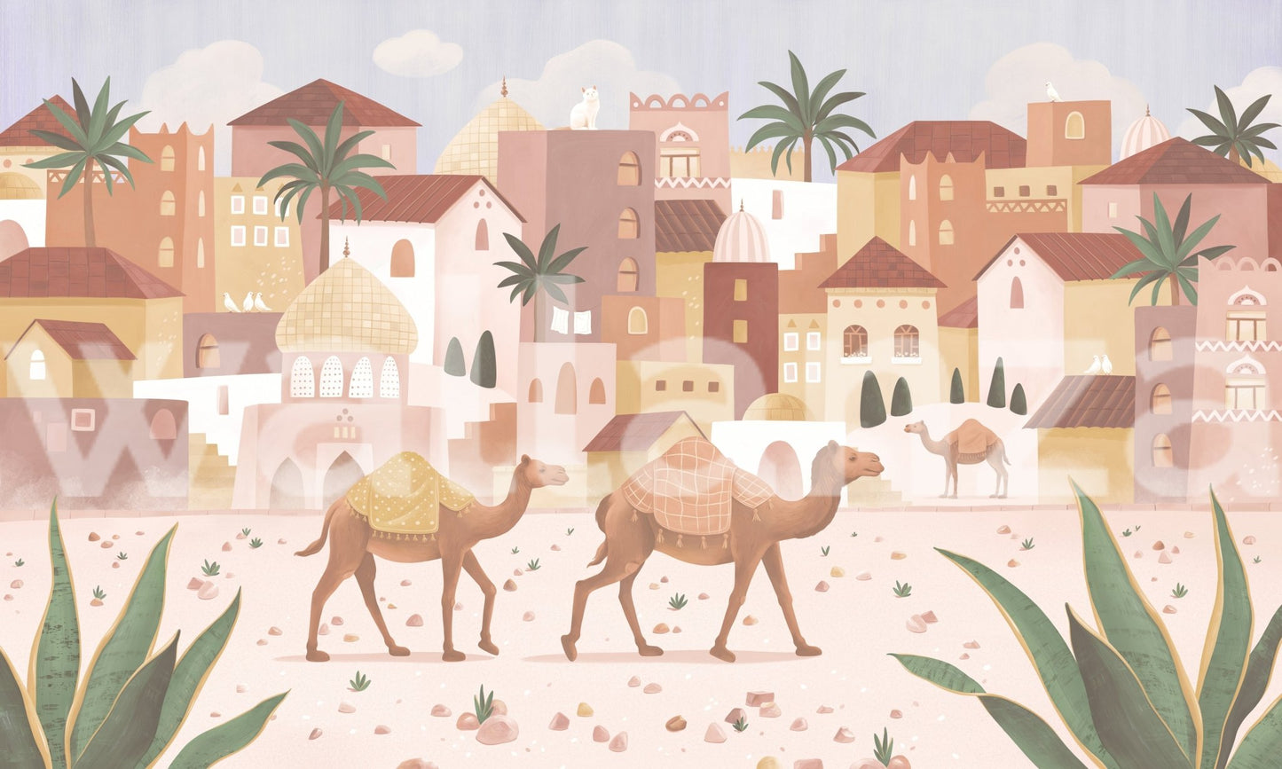 Desert Dreams Wall Mural with soft brown and orange tones for a feature wall.