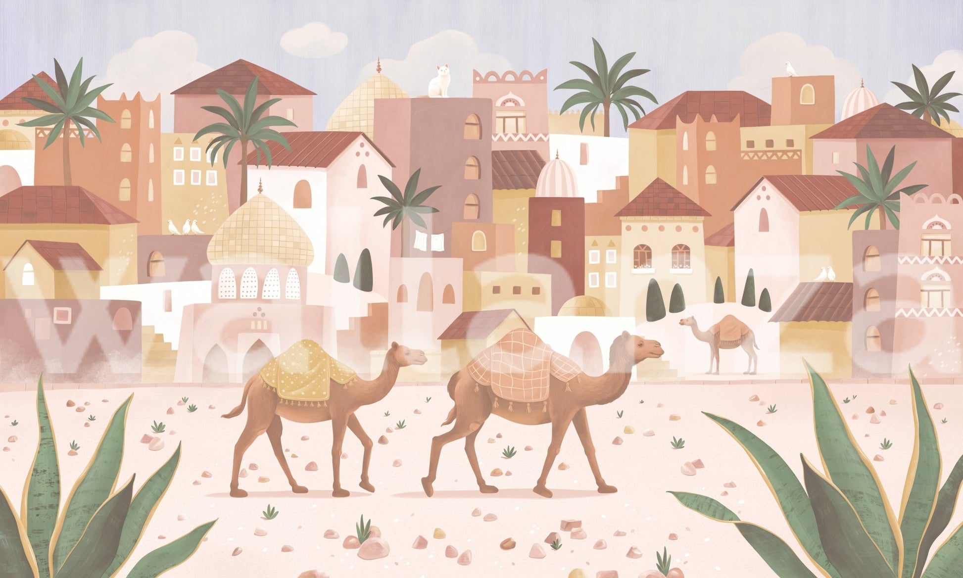 Desert Dreams Wall Mural with soft brown and orange tones for a feature wall.