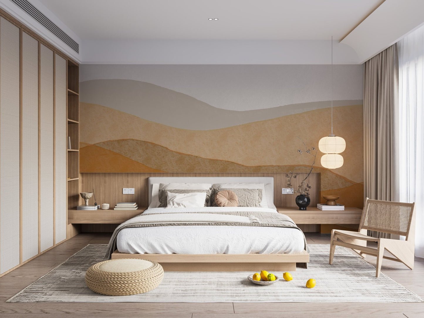 Contemporary dunes wallpaper mural with layered textures.