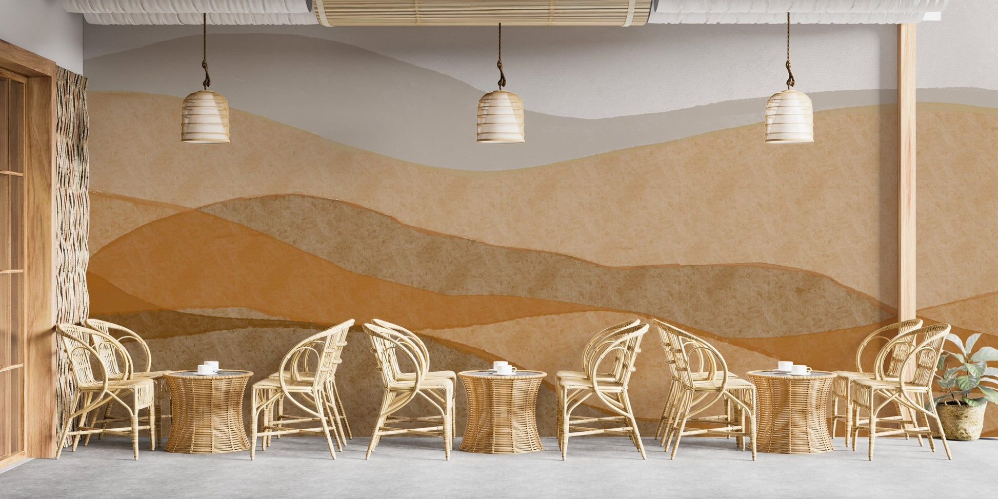Desert dunes wallpaper mural with flowing dune patterns.