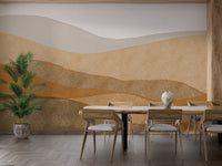 Desert dunes wall mural with layered sand tones in abstract style.