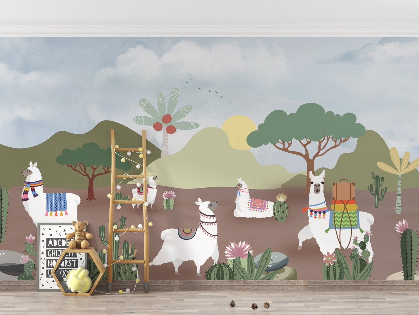Desert Llama Wallpaper Mural - Wallanza