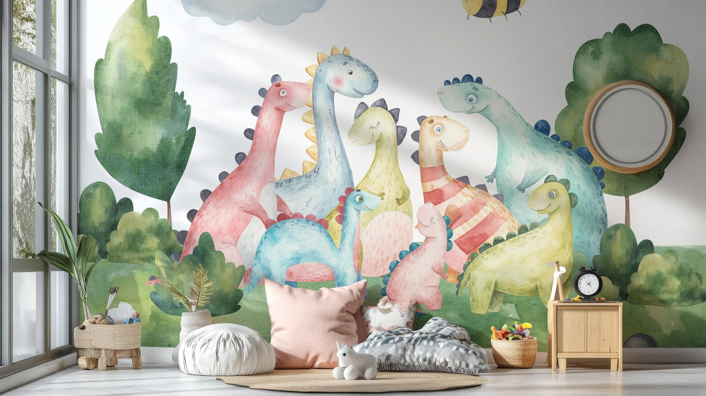 Dinosaur Fantasyland Wallpaper Mural for Playful Walls
