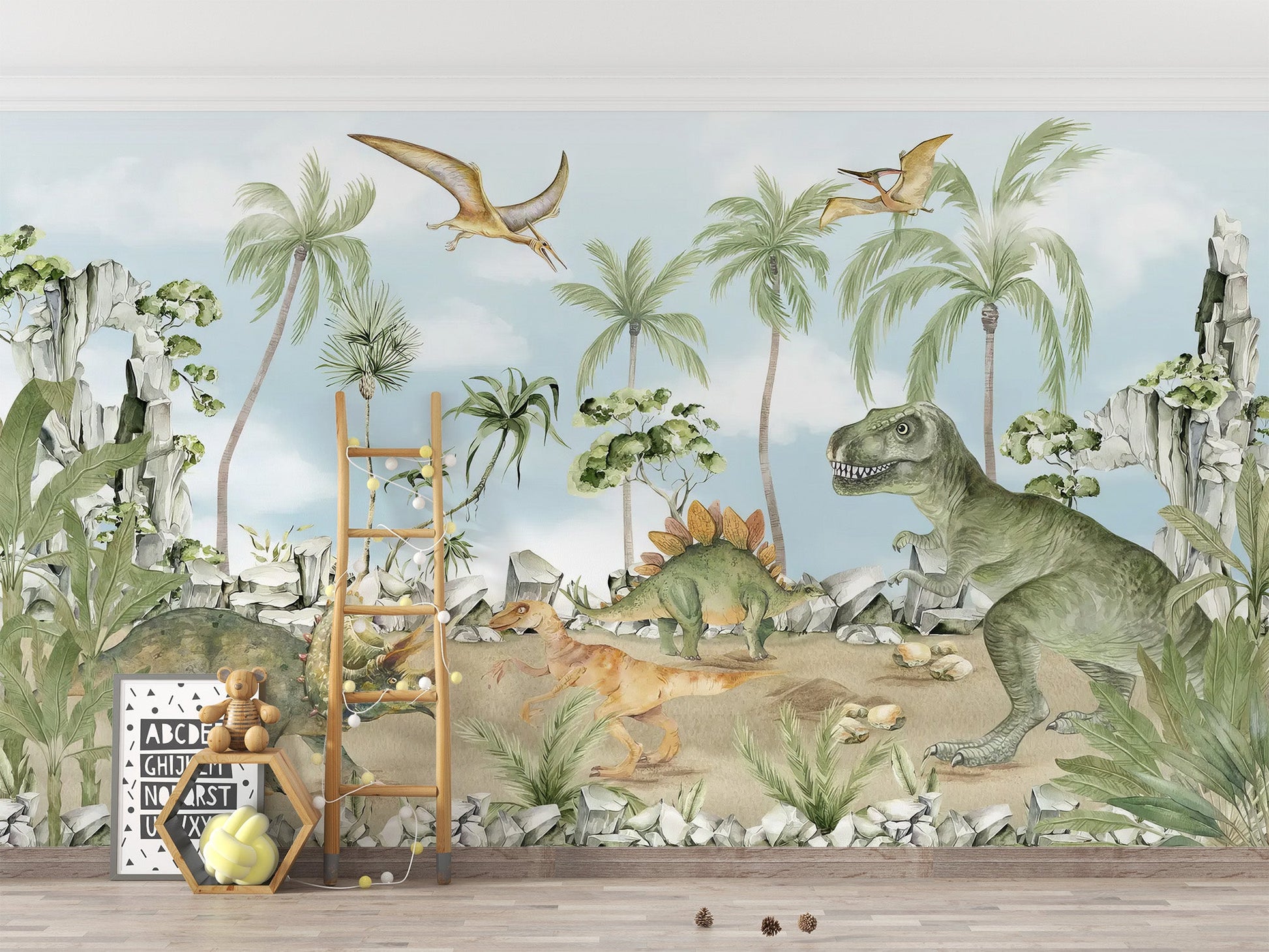 Dinosaur Kids Room Wall Mural - Wallanza