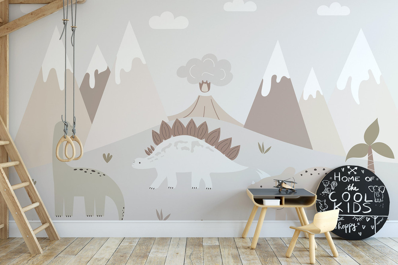 Dinosaur Valley wallpaper mural for kids' rooms
