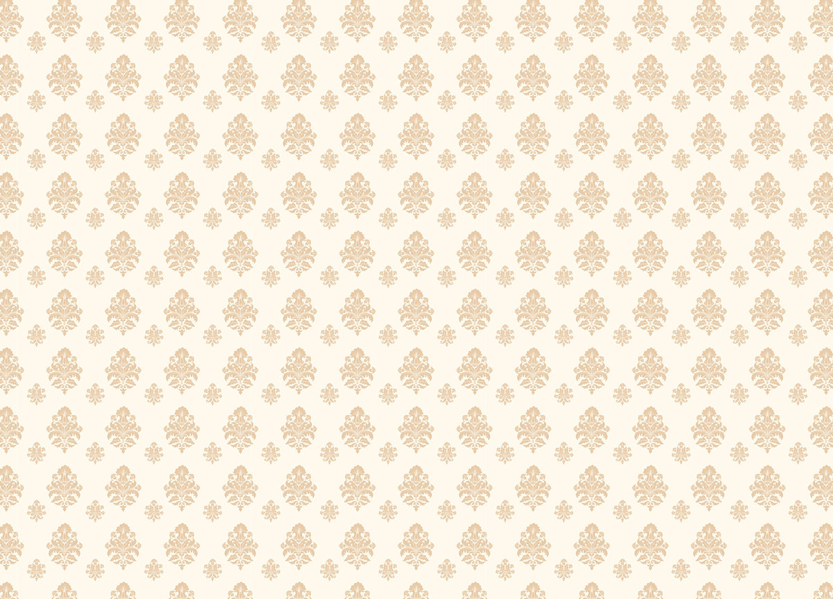 Beige Classical Damask Repeat Pattern Wallpaper in your room