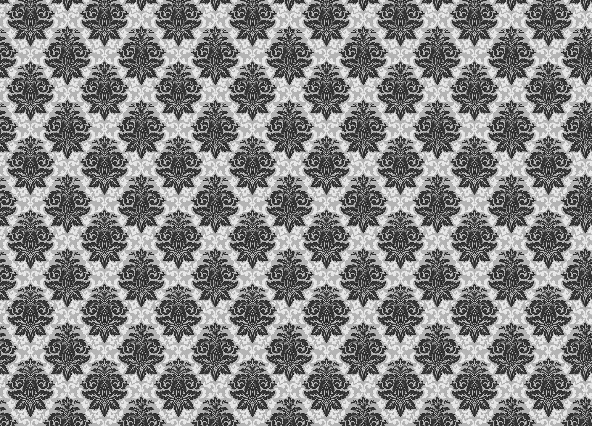 Black and White Greyish Damask Self Adhesive Wallpaper