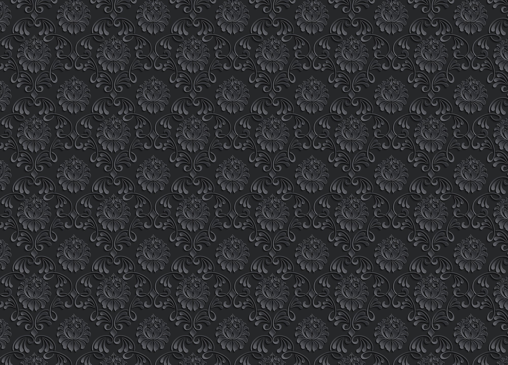 Black Color Abstract Pattern Damask Livingroom Wallpaper