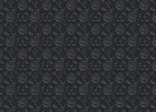 Black Color Abstract Pattern Damask Livingroom Wallpaper