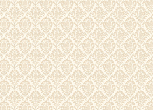Beige Color Damask Repeat Pattern Wallpaper