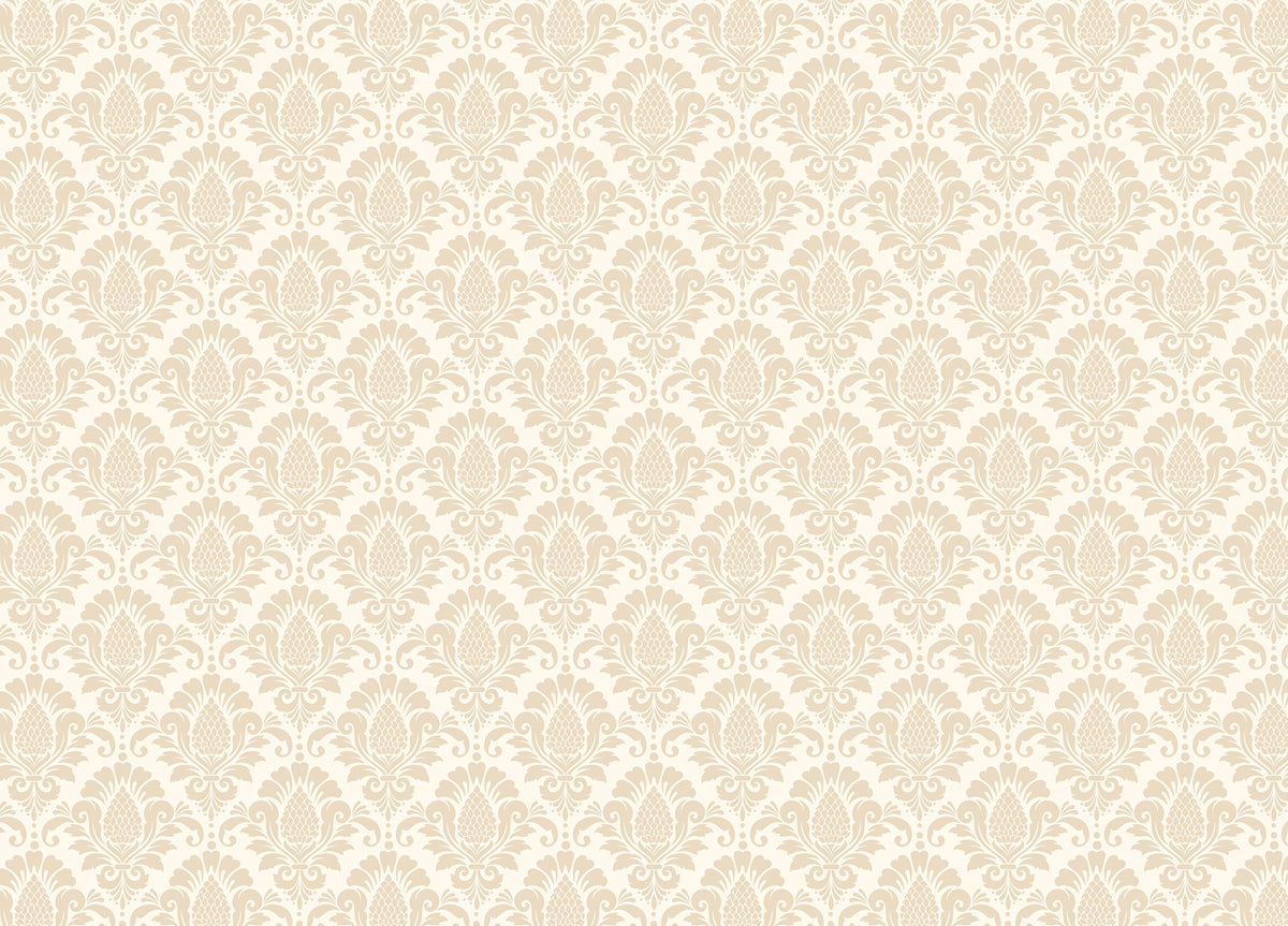 Beige Color Damask Repeat Pattern Wallpaper