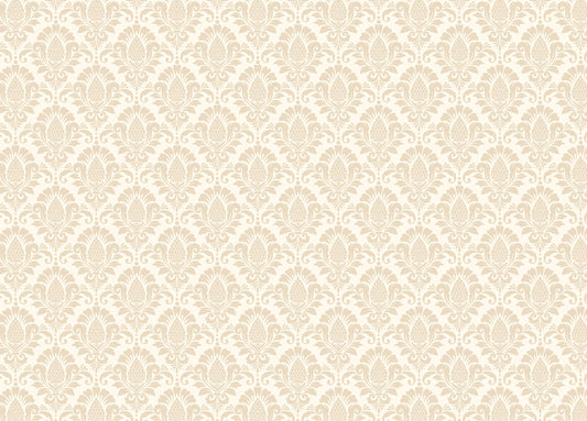 Beige Color Damask Repeat Pattern Wallpaper