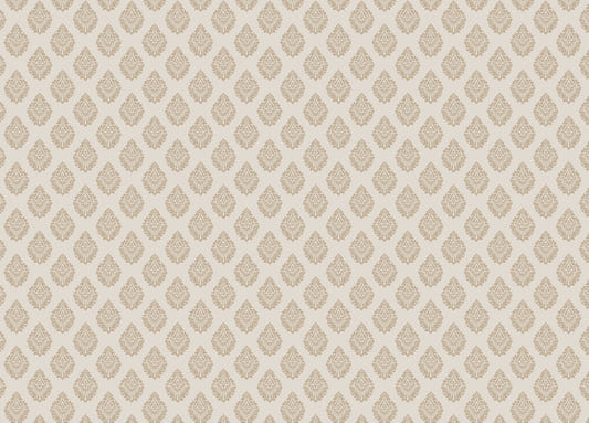 Victorian Brown Butta Damask Repeat Pattern Wallpaper