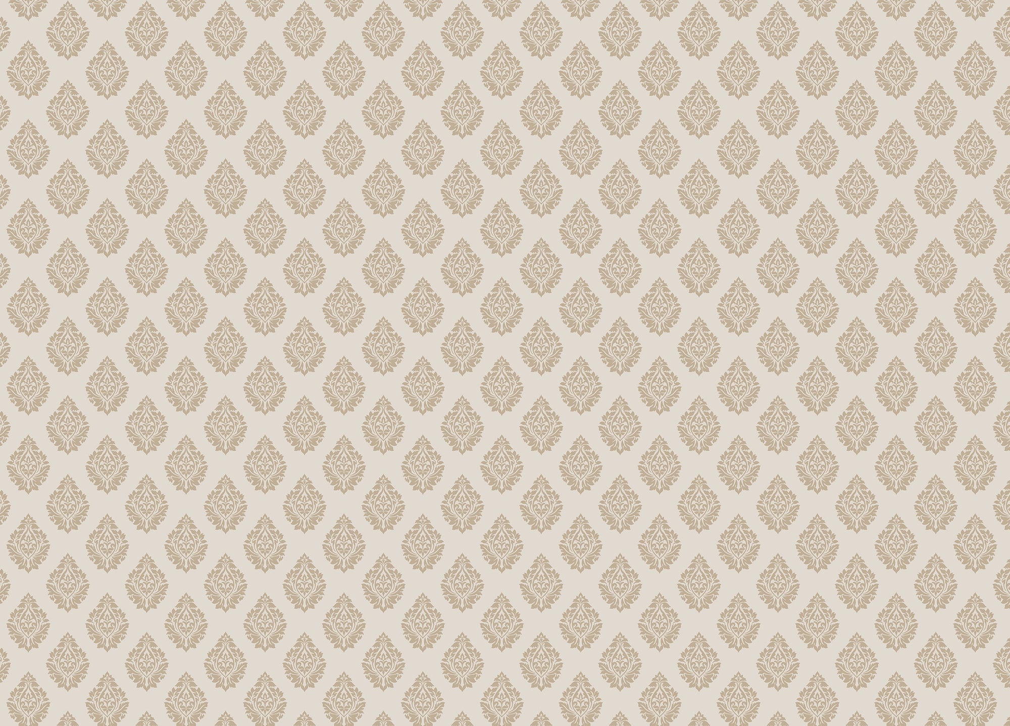 Victorian Brown Butta Damask Repeat Pattern Wallpaper