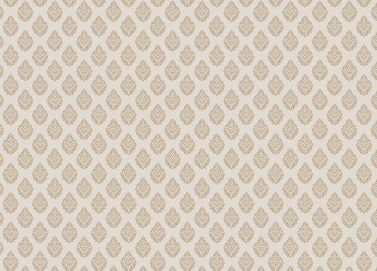 Victorian Brown Butta Damask Repeat Pattern Wallpaper