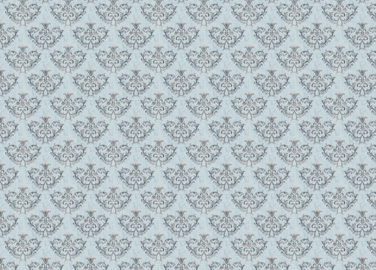 Rococo Silver Texture Pattern Floral Ornaments Wallpaper