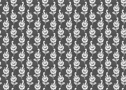 Abstract Autumn Leaf Design Black Damask Wallpaper