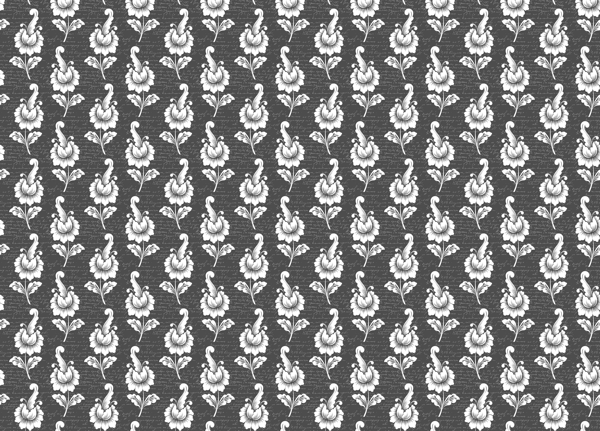 Abstract Autumn Leaf Design Black Damask Wallpaper