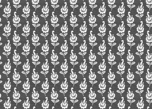 Abstract Autumn Leaf Design Black Damask Wallpaper