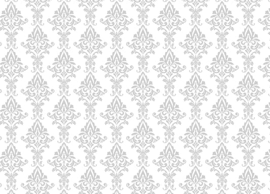 Grey and White Color Vintage Damask Wallpaper
