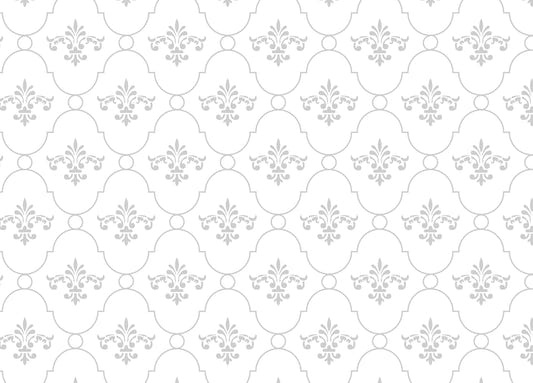 White and Grey Color Vintage Look Damask Wallpaper