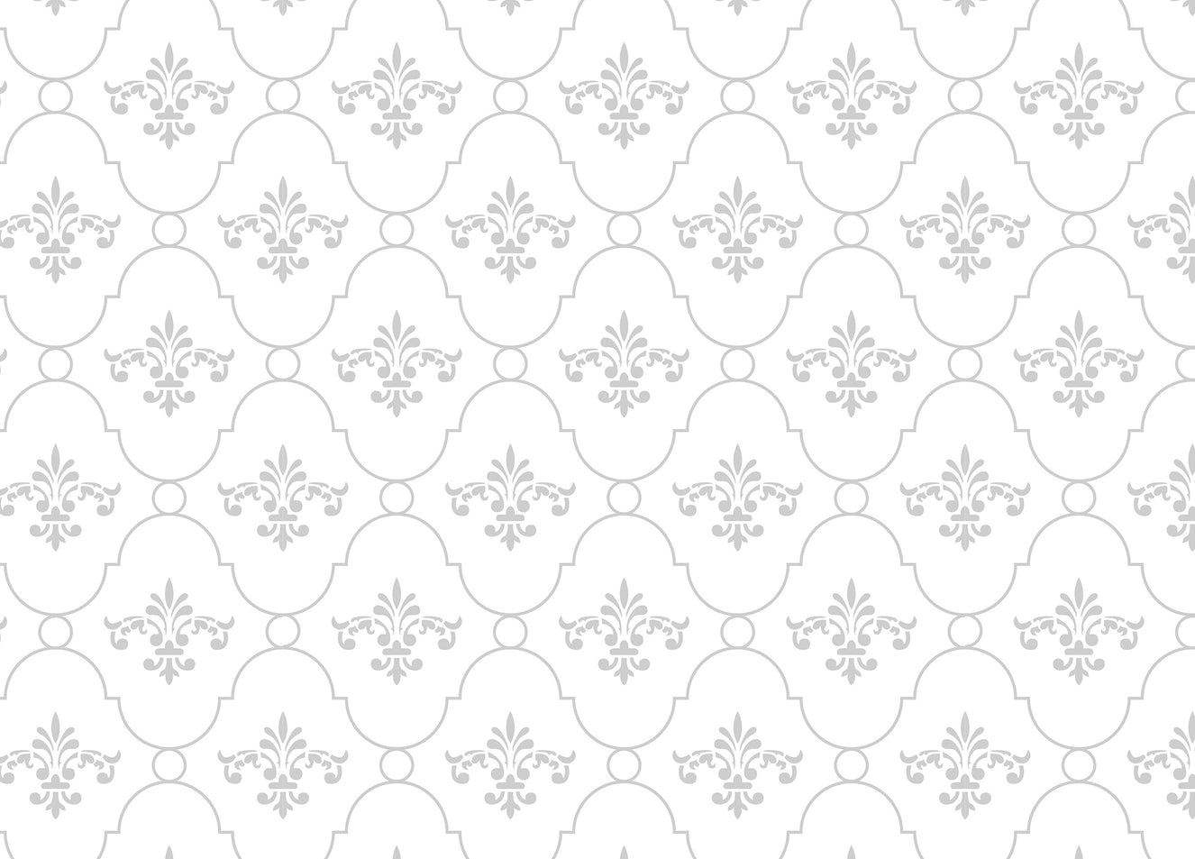 White and Grey Color Vintage Look Damask Wallpaper