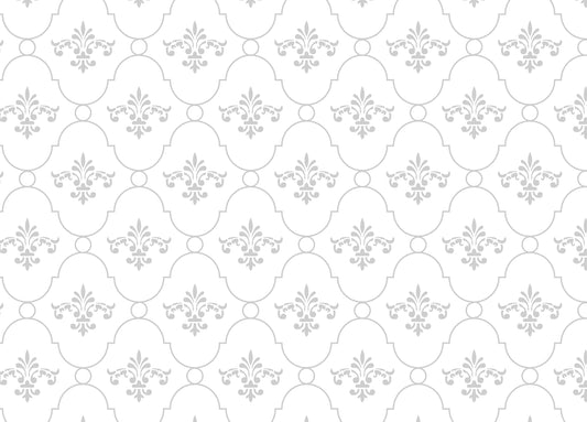 White and Grey Color Vintage Look Damask Wallpaper