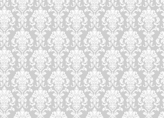Elegant Gray Color Repeat Pattern Damask Wallpaper