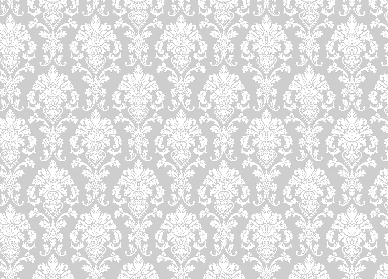 Elegant Gray Color Repeat Pattern Damask Wallpaper