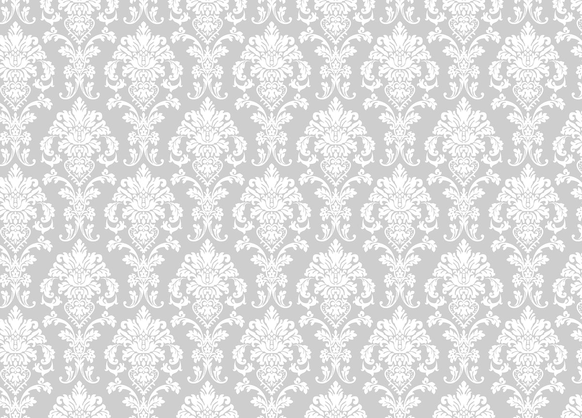 Elegant Gray Color Repeat Pattern Damask Wallpaper in your room