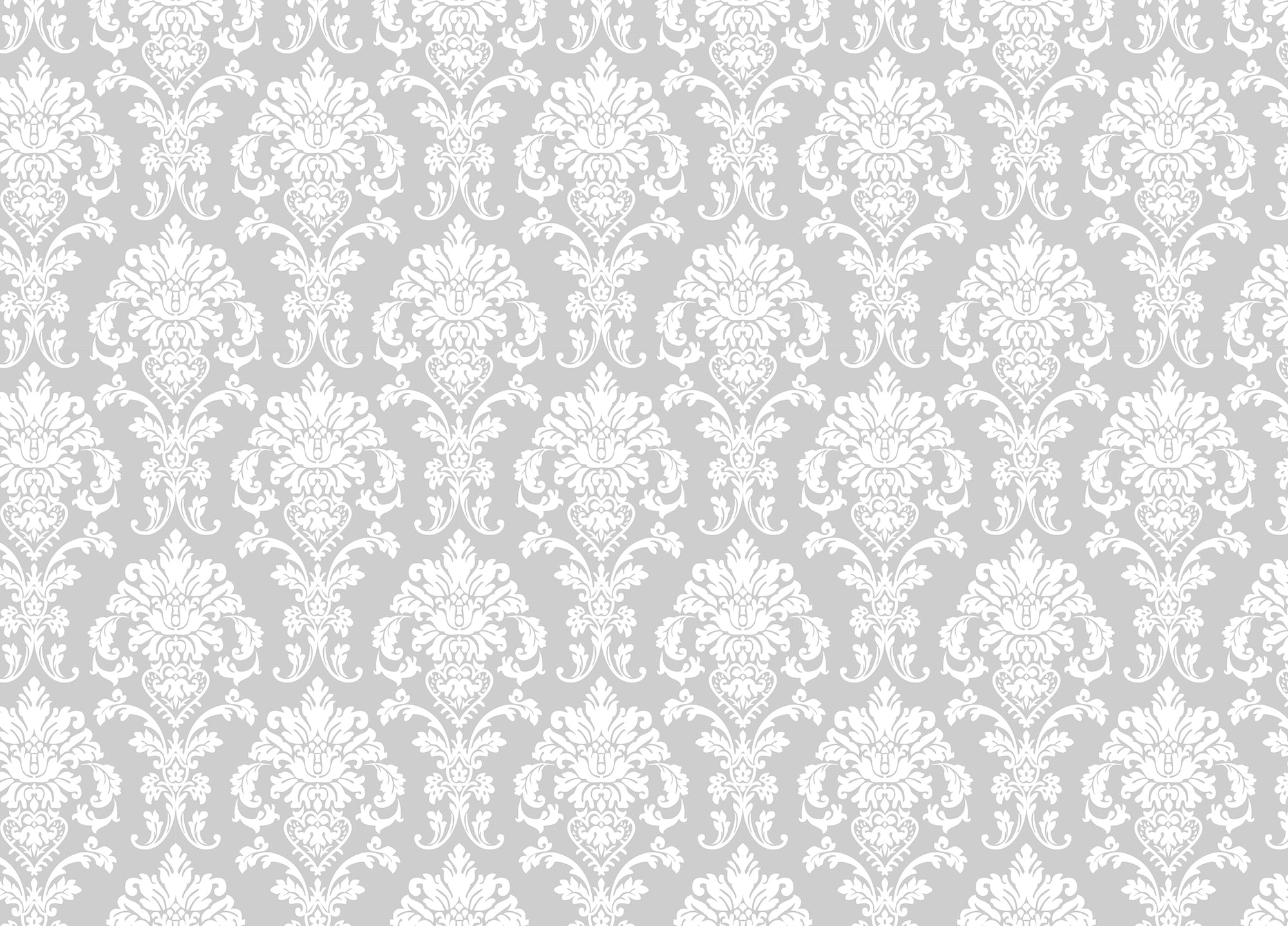 Elegant Gray Color Repeat Pattern Damask Wallpaper