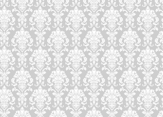 Elegant Gray Color Repeat Pattern Damask Wallpaper