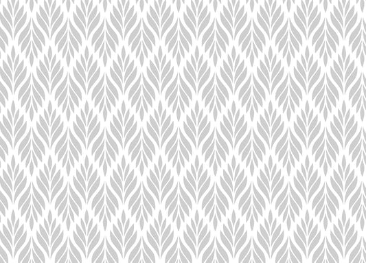 Grey Color Leaves Damask Design Wallpaper For Walls