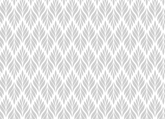 Grey Color Leaves Damask Design Wallpaper For Walls