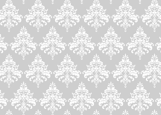 White Damask Pattern Wallpaper For Living Room
