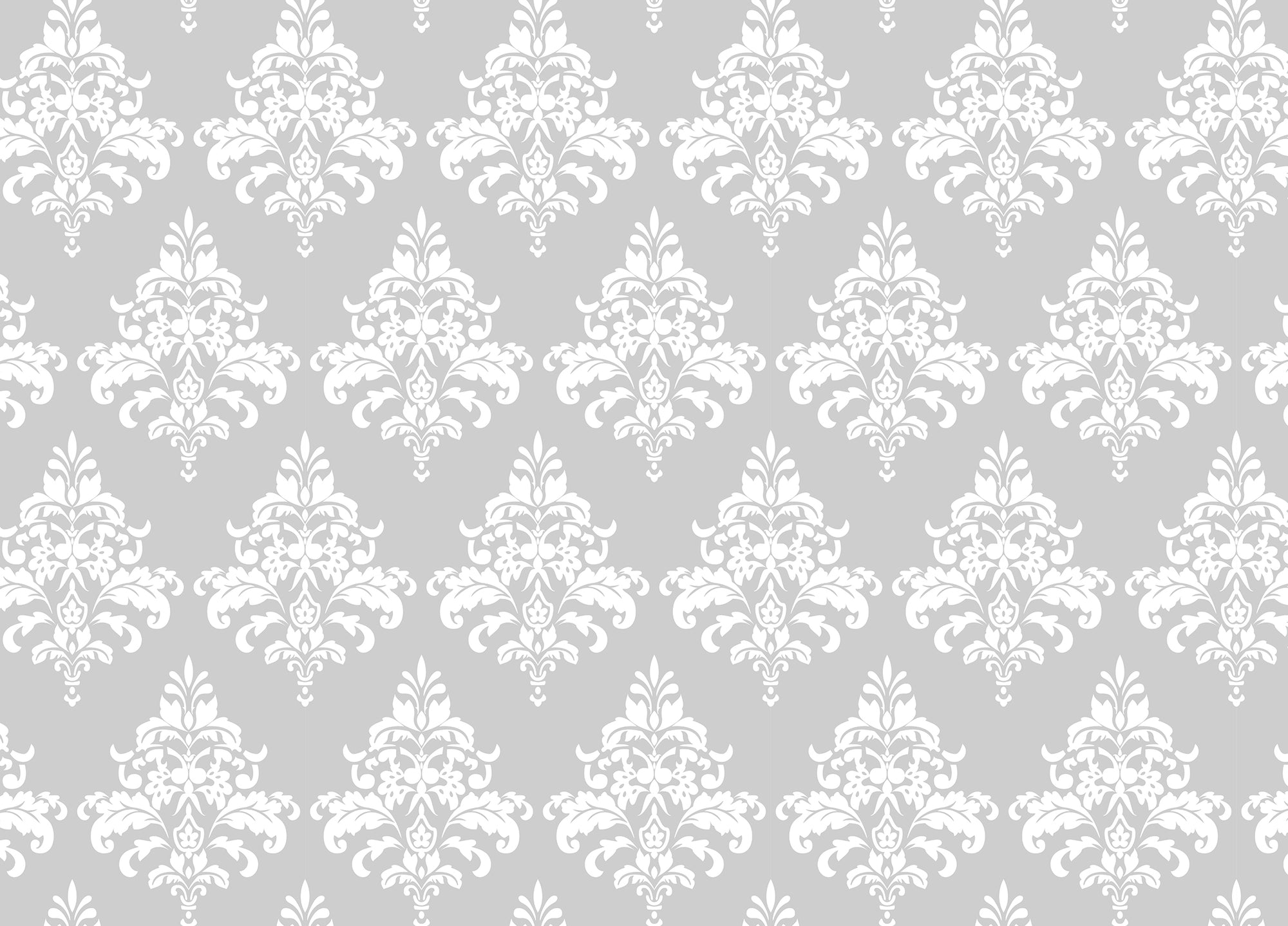 White Damask Pattern Wallpaper For Living Room