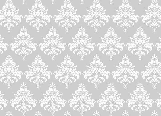 White Damask Pattern Wallpaper For Living Room