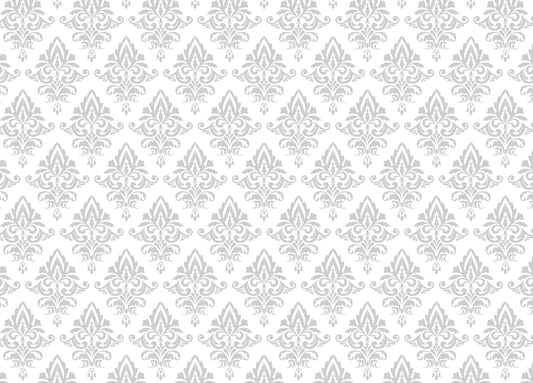 Baroque Style Gray and White Color Damask Wallpaper