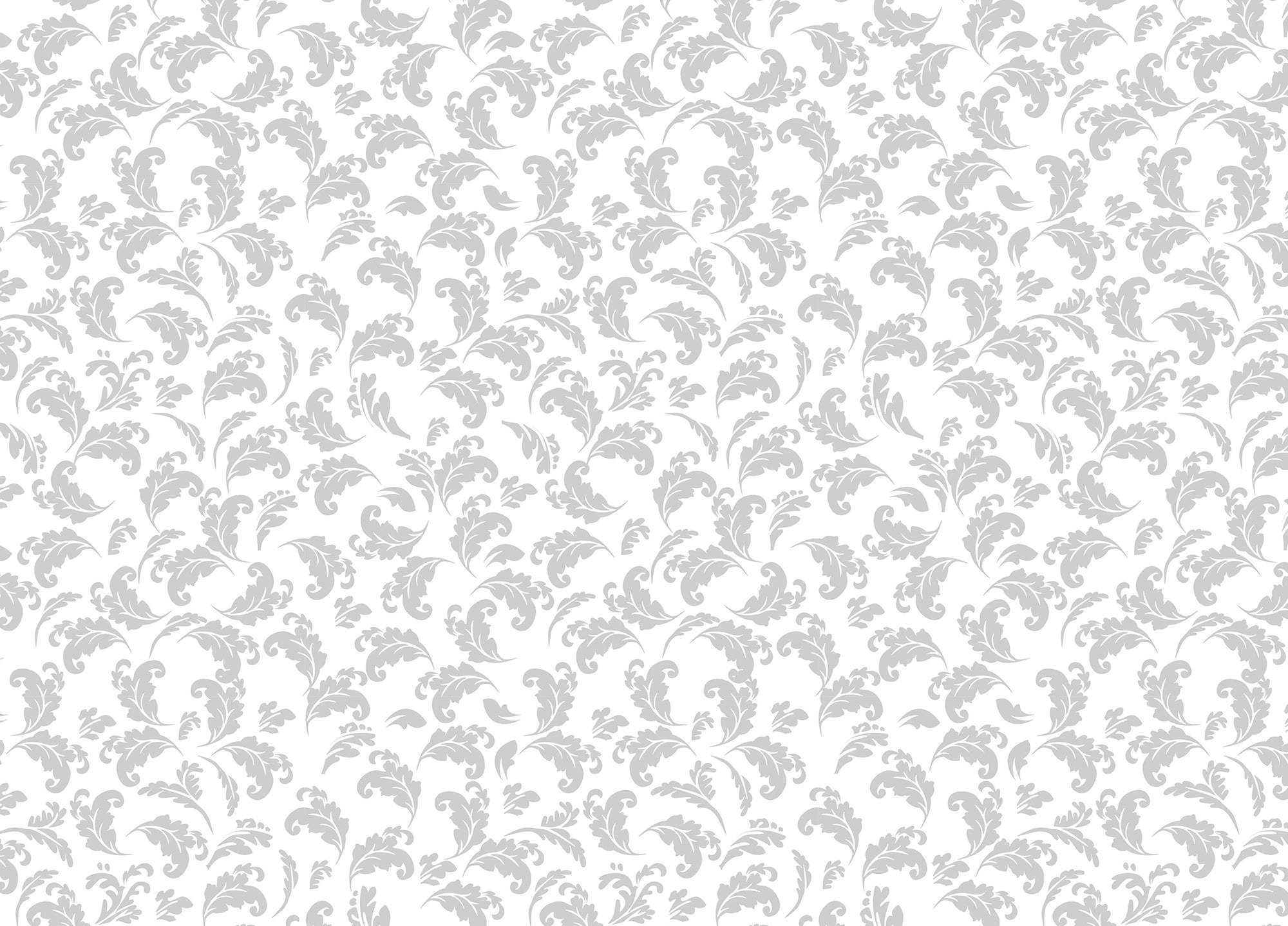 Grey Color Leaves White Background Style Damask Wallpaper
