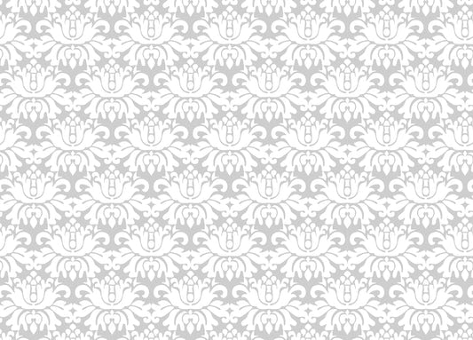 Stylish White Damask Repeat Pattern Peel and Stick Wallpaper