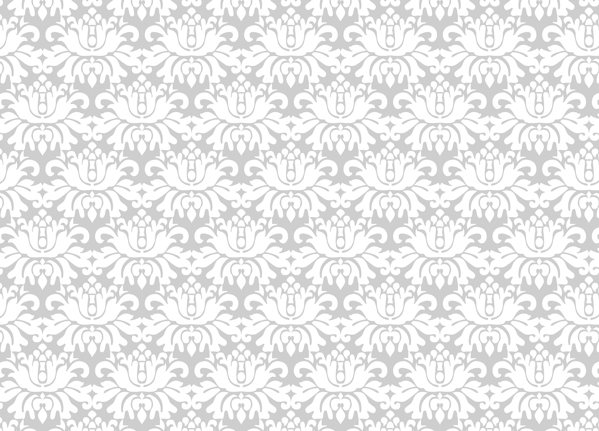 Stylish White Damask Repeat Pattern Peel and Stick Wallpaper