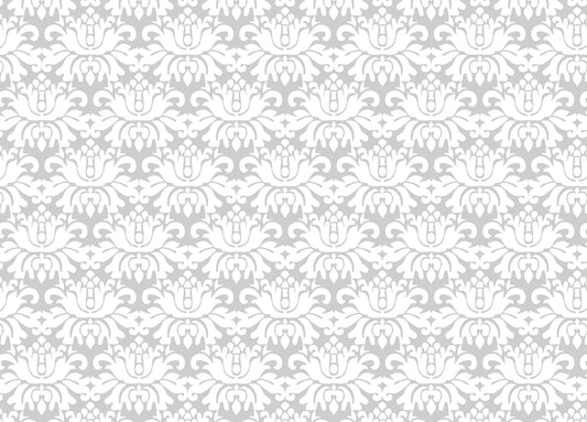 Stylish White Damask Repeat Pattern Peel and Stick Wallpaper