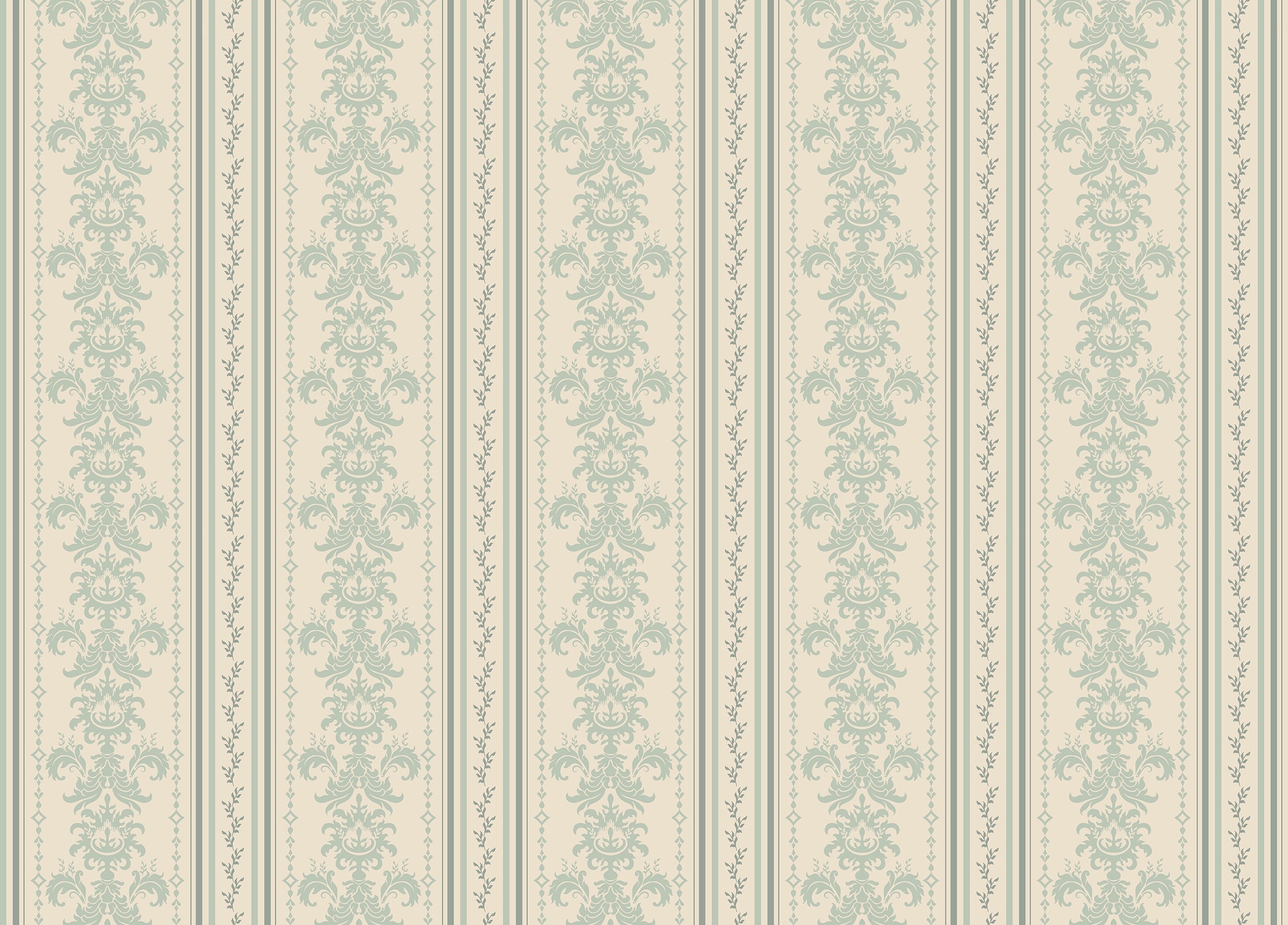 Spring Stripe Vintage Damask Wallpaper | Wallanza