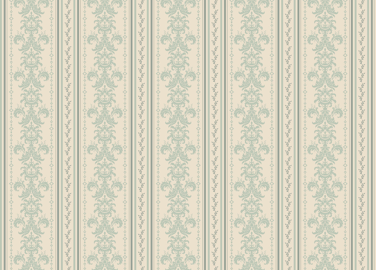 Spring Stripe Vintage Damask Pattern Wallpaper For Walls in your room — zoomed