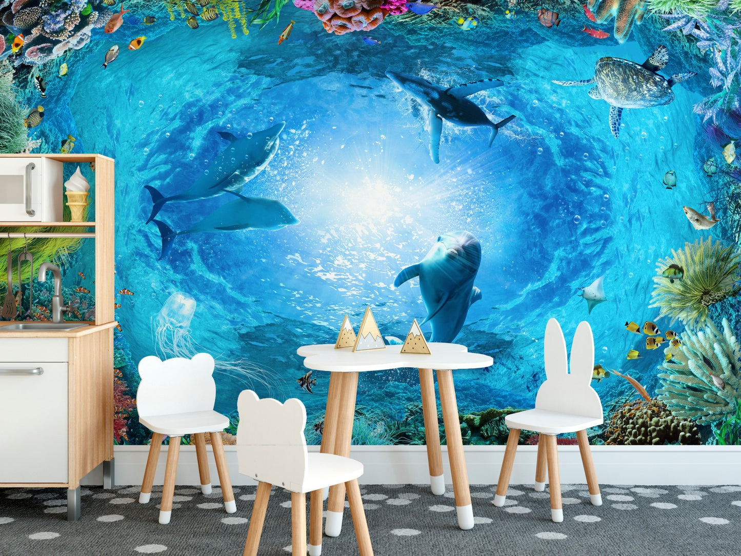 Aqua Adventure Dolphins Wall Mural for stylish rooms